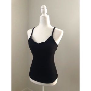 Black Fitted Mini Ruffle Top